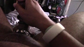 Masturbating with my vibrating cock ring