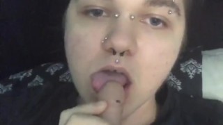 cute ftm twink sucks on a dildo - short clip