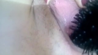 Fucking myself with a hairbrush