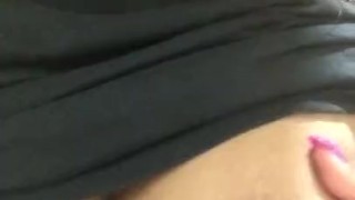 playing with titties in public bathroom