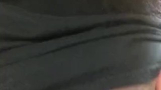 playing with titties in public bathroom