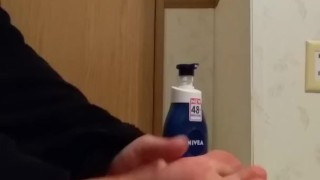 BBW rubs lotion all over feet