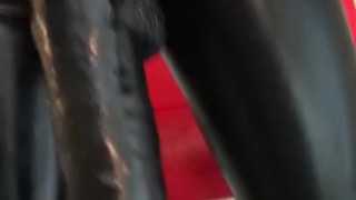 Huge strapon dildo tease Latex Mistress Sasha Chen