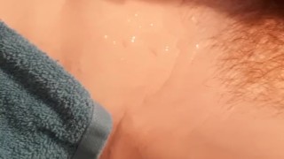 Huge hot cumshot after taking hot shower