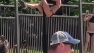 Stripper on giant black pole