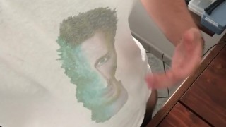 young and handsome guy slams his cock on the table