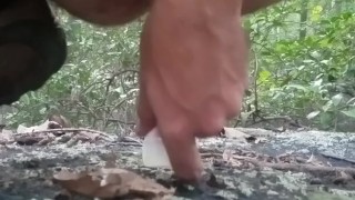 Anal dildo cumshot by the road