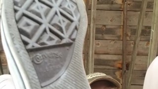 Queen's sneakers need cleaned.