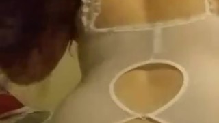 HOT MILF SOLO IN SEXY WHITE TEDDY