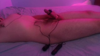 Left alone restrained with a vibrator and post orgasm torture