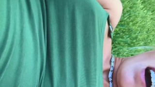 Dirty picnic! He takes a nap and I finger my tight pussy