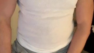 Hard And Precuming in gym shorts