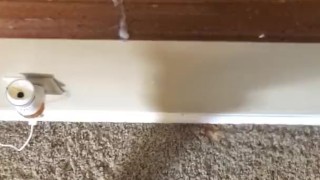 Long jerkoff session ends with load on mirror
