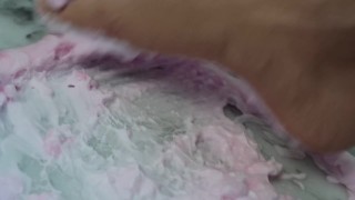teen feet make a foamy mess