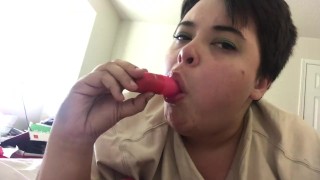femboy throats pink vibrator