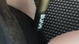 Pinky&Angel-Teasin Clit Through Panties w/Dab Pen in Car. Clothed