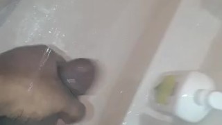 Stroking My Hard Wet Dick While In The Shower
