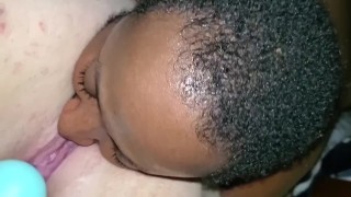 Sexy chocolate man eating bbw pussy