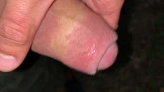 Close up glans with precum and cumshot - Twink huge cock
