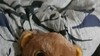 jerking with a teddybear