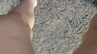 Short Country Girl Pissing On Dirt Road On Walk Home