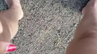 Short Country Girl Pissing On Dirt Road On Walk Home
