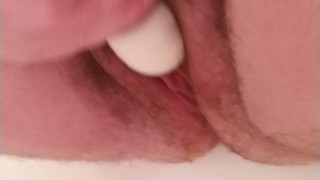 Using a Hitachi on My Big Clit While Squirting Piss