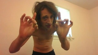Topless Transgirl Taking Hormone Replacement Pills; Almost 1 yr. on HRT