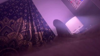 Otter jacks off and cums in bed