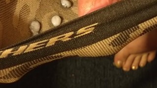 Beating off & cumming into worn panties