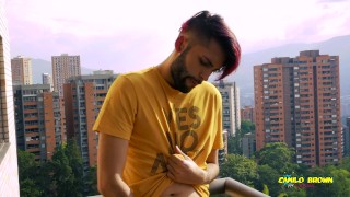 Jerking Off My Big Uncut Cock In The Balcony Did I Get Caught? Camilo Brown
