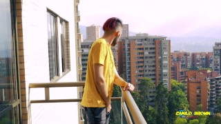 Jerking Off My Big Uncut Cock In The Balcony Did I Get Caught? Camilo Brown