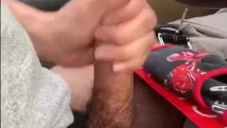 Horny Twink Cums In Car