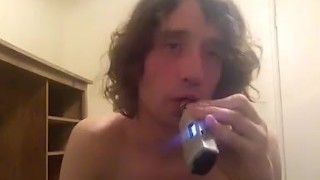 Topless Transgirl Practicing Ghosting (Vape Trick)