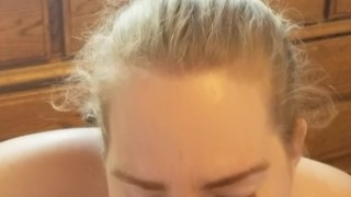 Cute blonde TEEN takes dick DEEP in throat and loves it