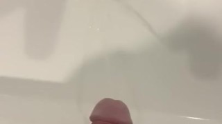 Solo guys takes huge piss in sink and plays with it