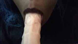 Leaving lipstick on my professors white dick