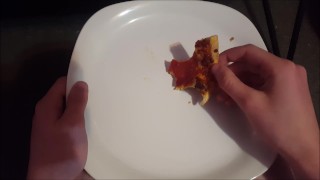 POV PIZZA SLICE DEMOLISHING ASMR WITH WHOLESOME ENDING.