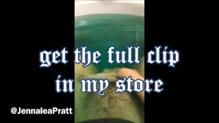 Playing with my extremely hairy pussy and giant clit in the tub TEASER
