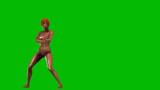 Naked girl hot Pole dance green screen animation cartoon 02
