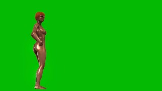 Naked girl hot Pole dance green screen animation cartoon 02