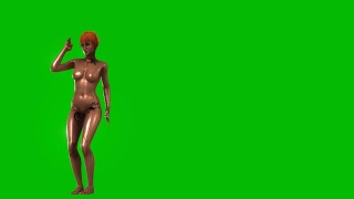 Naked girl hot Pole dance green screen animation cartoon 02