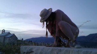 Public masturbate with very big dildo in the croatian montains. MissHornyG