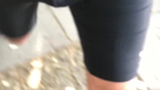BULGING OUT of those Tight Shorts on a busy Street
