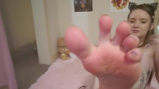 Horny And Oiled Up Showing Off Feet & Tits