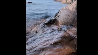 mastrubating and squirting at the beach