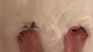 Washing my dirty smelly feet in the shower