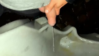 Teen pisses at unusual outdoor urinal