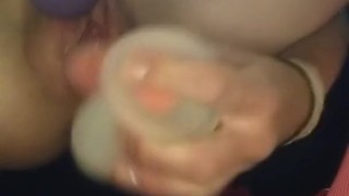 FUCKING MYSELF IN KNEE HIGHS WITH 9 IN DILDO & SQUIRTING ALL OVER CAMERA