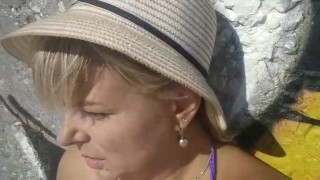 Smoke fetish. Lady smoking on sea. Very hot bbw